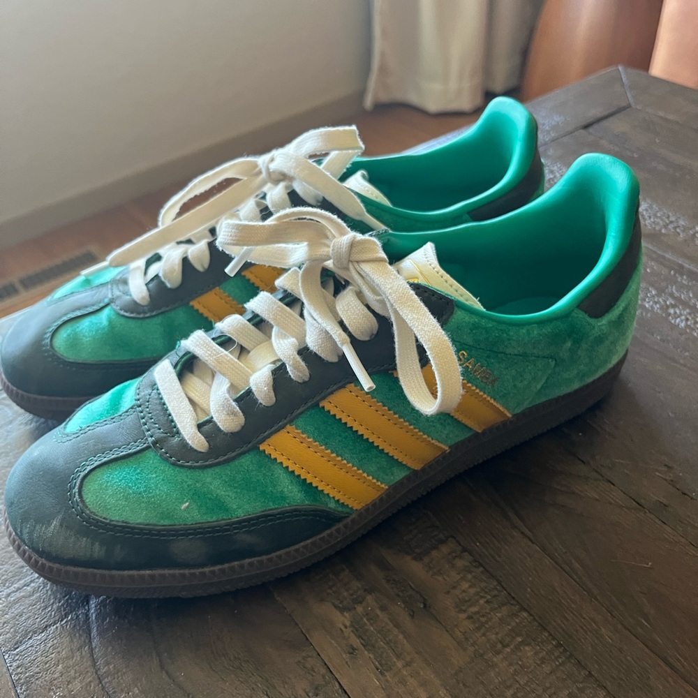 Adidas Samba Teal and Gold Sneakers - Picture 3 of 6